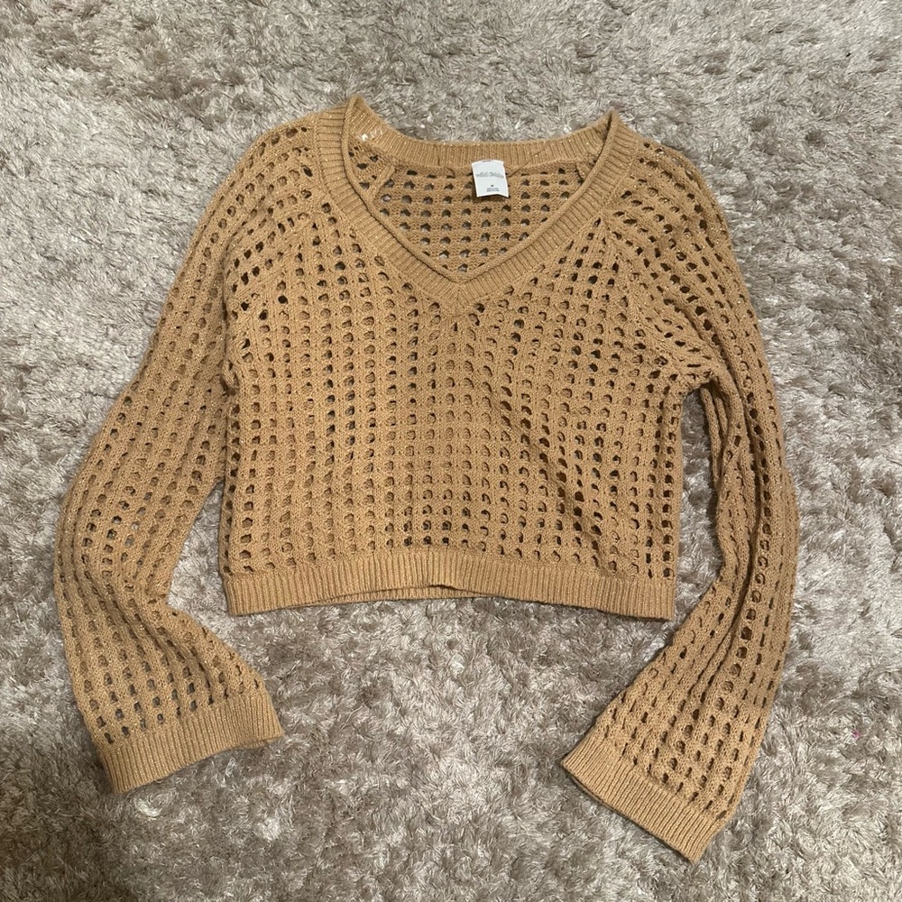 Target Wild Fable Tan Knit V-Neck Sweater